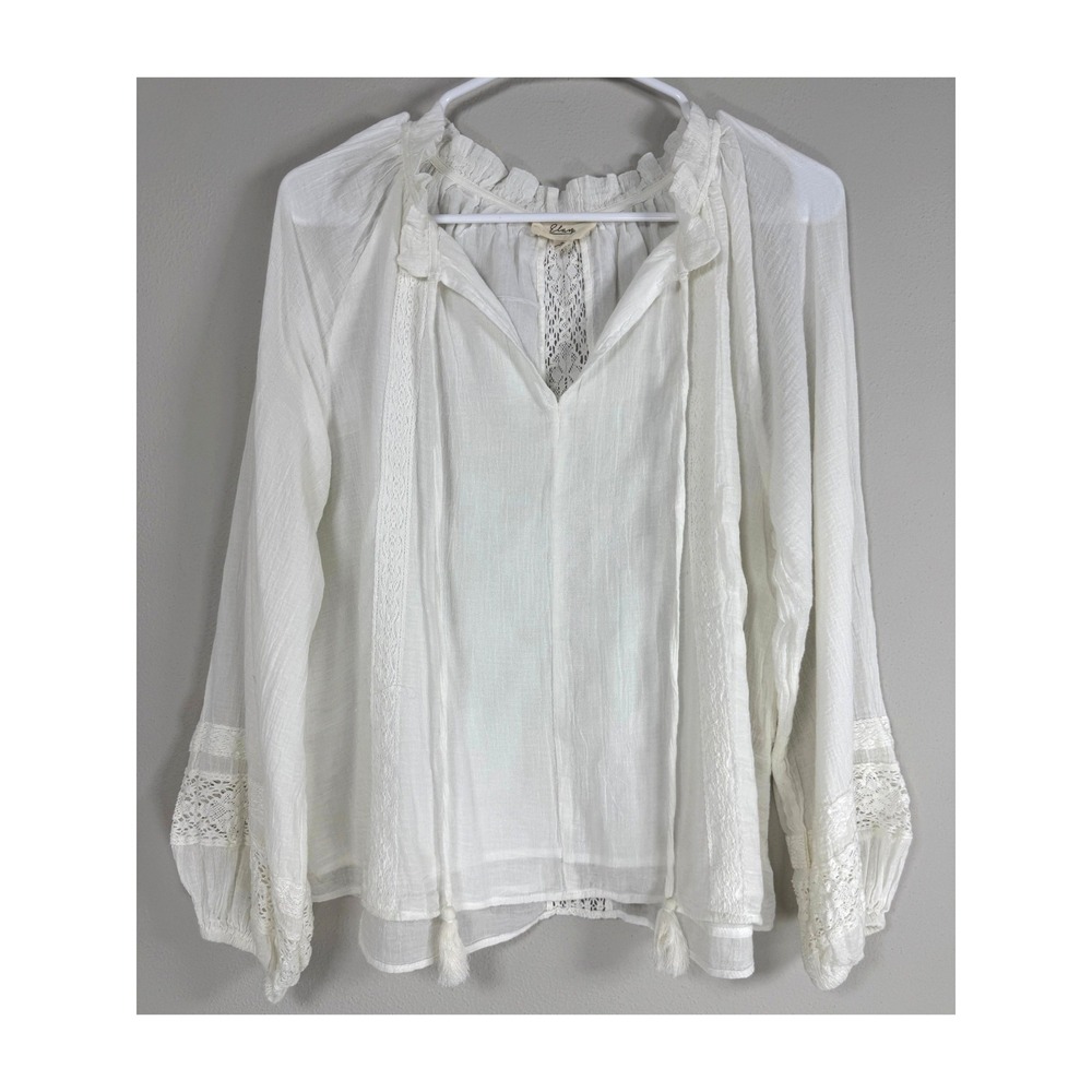 Elan Tunic Women S White Cotton Crochet Lace Boho Peasant Ren Faire Cottagecore